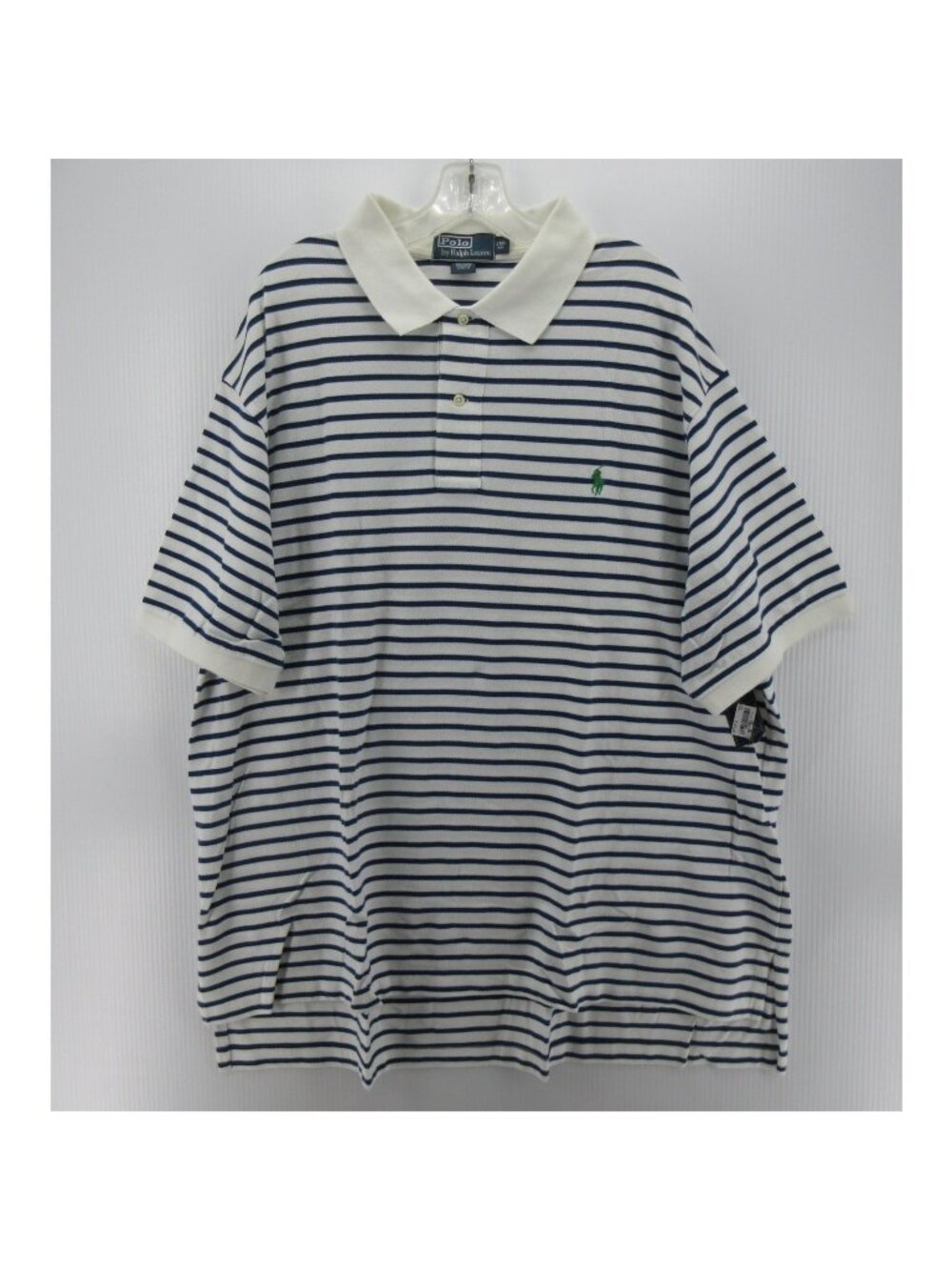 Polo Ralph Lauren Polo Shirt 2XB White Pullover Striped Green Pony *